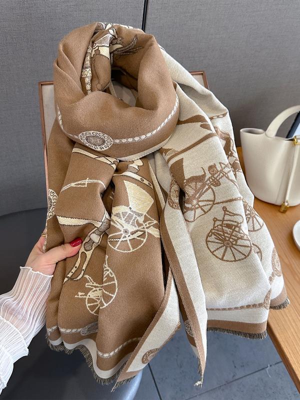 Écharpe à imprimé unilatéral à la mode automne hiver, accessoire chaud multifonctionnel pour les voyages en plein air, les rendez-vous et la décoration — vignette 9