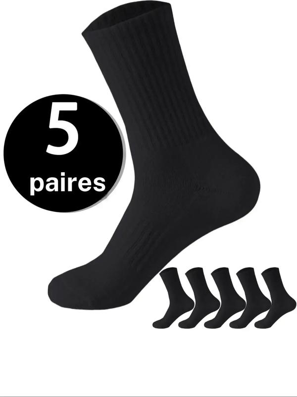 Chaussettes mi-mollet pour homme de couleur unie, chaussettes décontractées douces, confortables et respirantes pour un usage quotidien, chaussettes pour homme toutes saisons — vignette 2