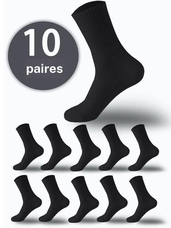Chaussettes mi-mollet pour homme de couleur unie, chaussettes décontractées douces, confortables et respirantes pour un usage quotidien, chaussettes pour homme toutes saisons — vignette 3
