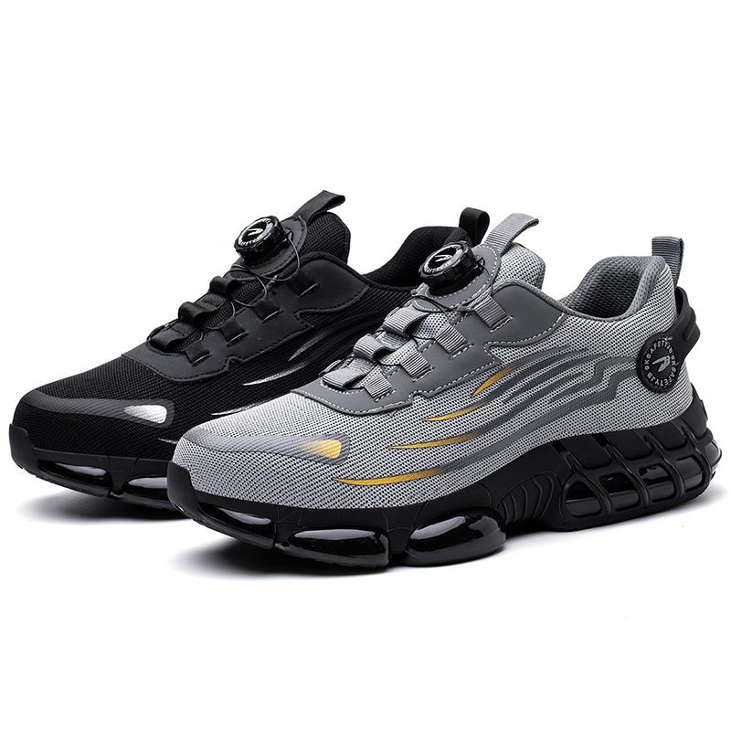 Chaussures professionnelles unisexe bout anti choc en métal souple et aéré chaussure de travail industrielle fermeture à tour rapide