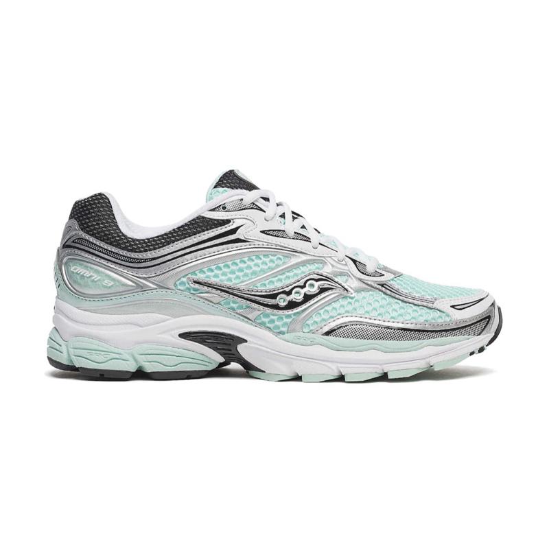 Chaussures Saucony ProGrid Omni 9 Aqua Turquoise et gris métallisée Confort Optimal