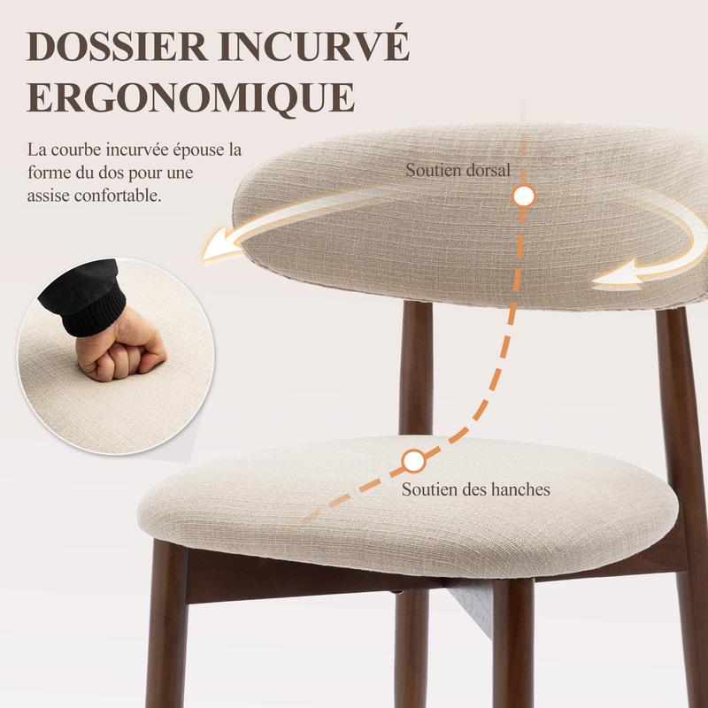 COLAMY Lot de 2 Chaises – Robustes et Élégantes, Style Nordique Minimaliste, Idéales pour Salle à Manger et Cuisine – Beige — vignette 6