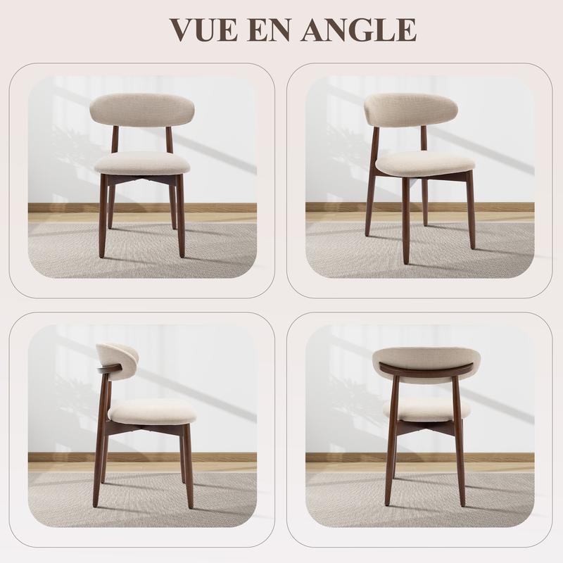 COLAMY Lot de 2 Chaises – Robustes et Élégantes, Style Nordique Minimaliste, Idéales pour Salle à Manger et Cuisine – Beige — vignette 7