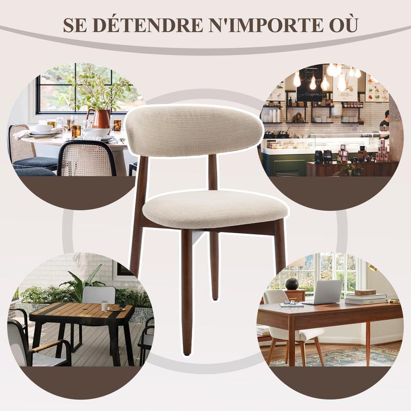 COLAMY Lot de 2 Chaises – Robustes et Élégantes, Style Nordique Minimaliste, Idéales pour Salle à Manger et Cuisine – Beige — vignette 8