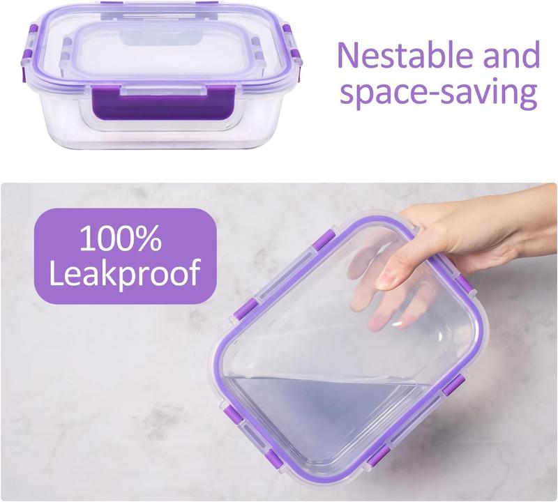 Conteneurs en verre pour aliments - 20 pièces - 10 récipients et 10 couvercles - Va au lave-vaisselle - Fermeture hermétique - Capacité 1040 ml et 370 ml - Idéaux pour conserver et emporter les aliments — vignette 5