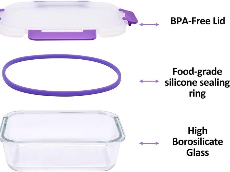 Conteneurs en verre pour aliments - 20 pièces - 10 récipients et 10 couvercles - Va au lave-vaisselle - Fermeture hermétique - Capacité 1040 ml et 370 ml - Idéaux pour conserver et emporter les aliments — vignette 6