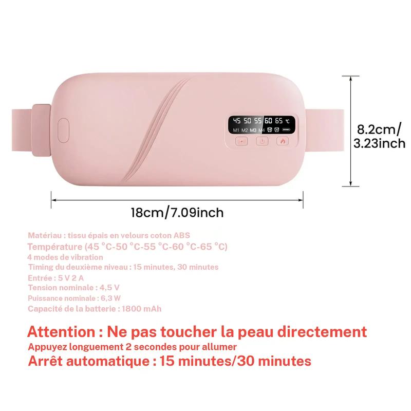 Coussin chauffant menstruel portable et multifonctionnel avec ceinture de massage du bas du dos, 5 niveaux de chaleur et 4 niveaux de vibration, chauffage abdominal pour le soulagement des règles, soins personnels pour femmes à la maison et en voyage — vignette 2
