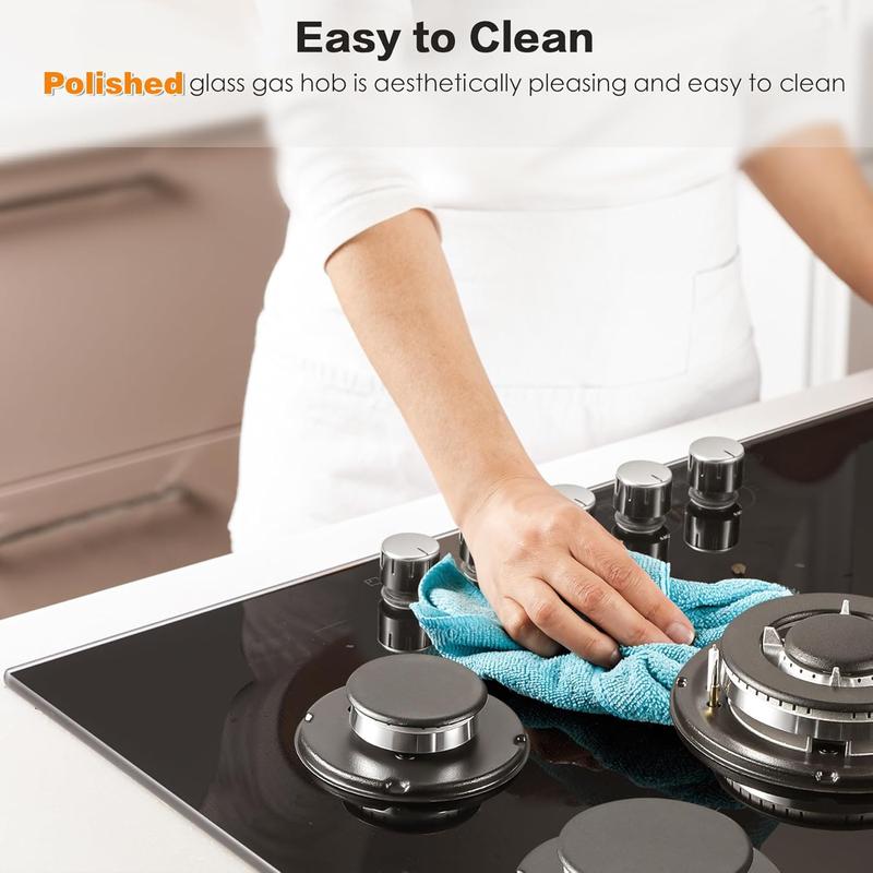Cuisinière à gaz pour vitres, 5 brûleurs, profil Linea, puissance de 10 400 W, sécurité automatique de flamme, compatible avec le gaz naturel et le LPG, cuisinière intégrée ou sur pied, 70 cm GH7051GB5C2E — vignette 7