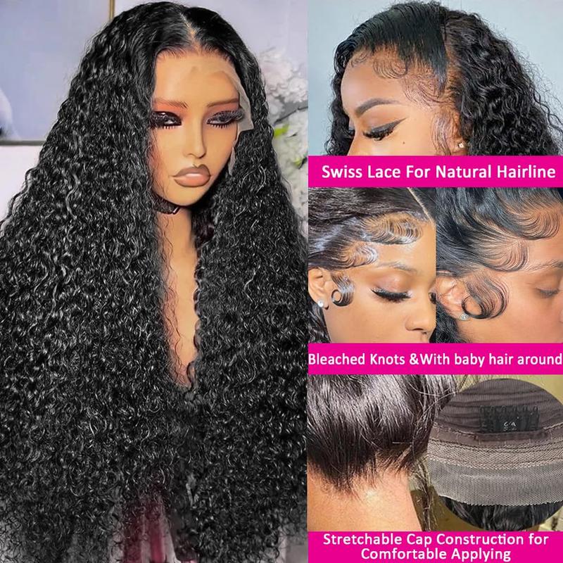 Deep Wave 13x6 Lace Front Wigs Human Hair 13x4 HD Lace Frontal Wigs Human Hair Pre Plucked 180 Density Glueless 6x4 9x6 5x5 Wigs Human Hair for Women Natural Black No Tangle No Shedding — vignette 2
