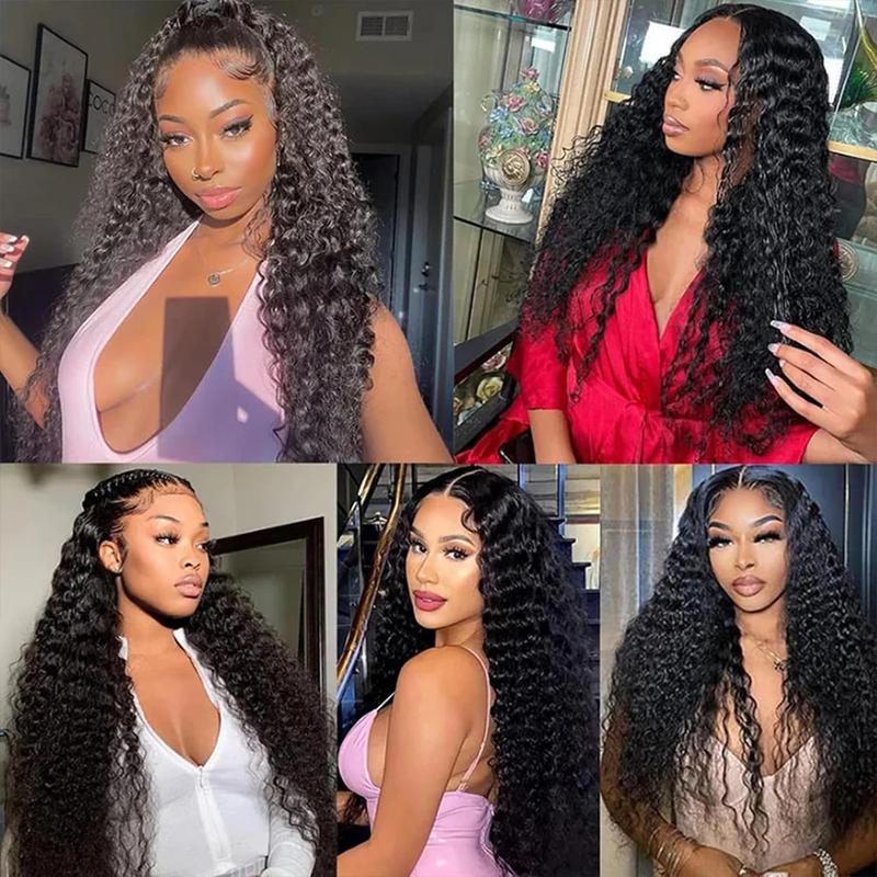 Deep Wave 13x6 Lace Front Wigs Human Hair 13x4 HD Lace Frontal Wigs Human Hair Pre Plucked 180 Density Glueless 6x4 9x6 5x5 Wigs Human Hair for Women Natural Black No Tangle No Shedding — vignette 7