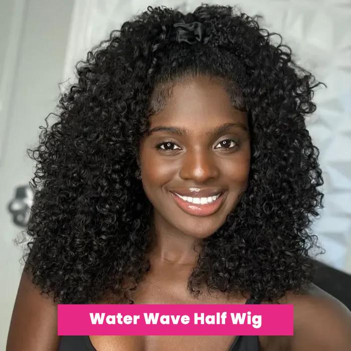 [densité de 200%]MORE FACE Wear Go Half Wig Afro Curly en Cheveux Humains Sans Colle – Ligne Capillaire Invisible, Cordon Ajustable, Retournable, Idéal Débutant, Parfait pour l'Été #BackToSchool #DealDrops — vignette 5