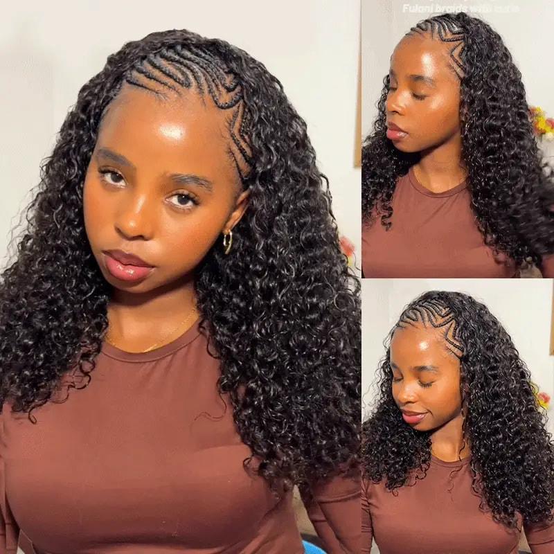 【densité de 250%】ISEE Hair Perruques mi-longues en cheveux humains afro crépus bouclés 3 en 1 avec cordon de serrage sans coutures à clipser perruques en cheveux humains#backtoschool — vignette 3