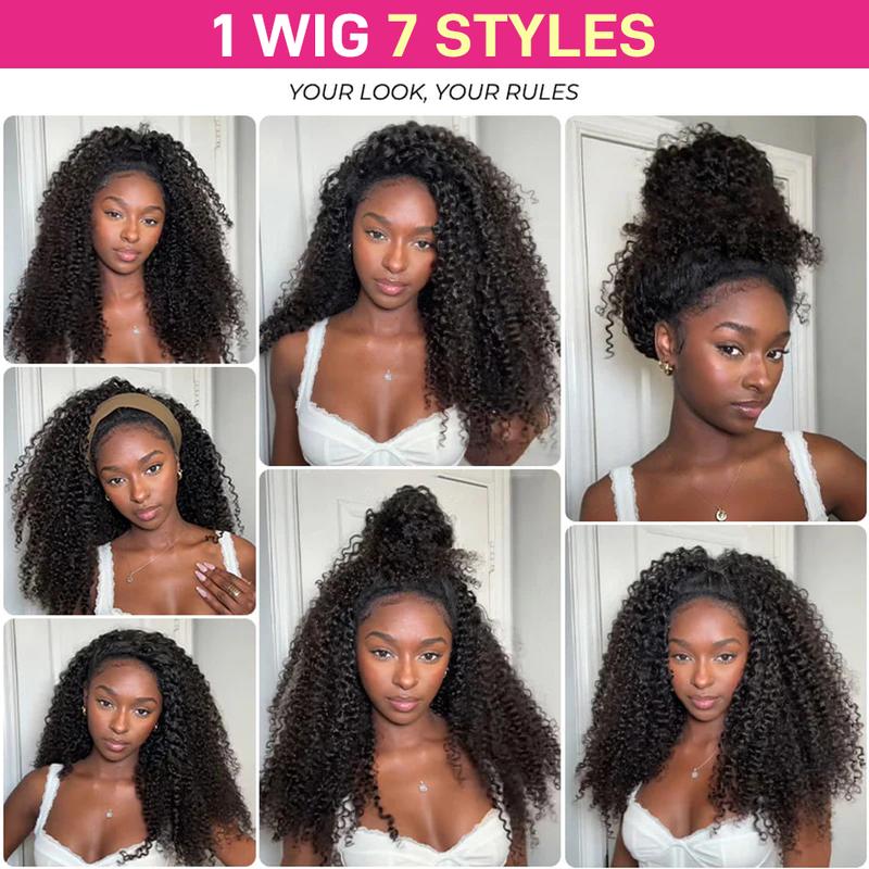 【densité de 250%】ISEE Hair Perruques mi-longues en cheveux humains afro crépus bouclés 3 en 1 avec cordon de serrage sans coutures à clipser perruques en cheveux humains#backtoschool — vignette 6