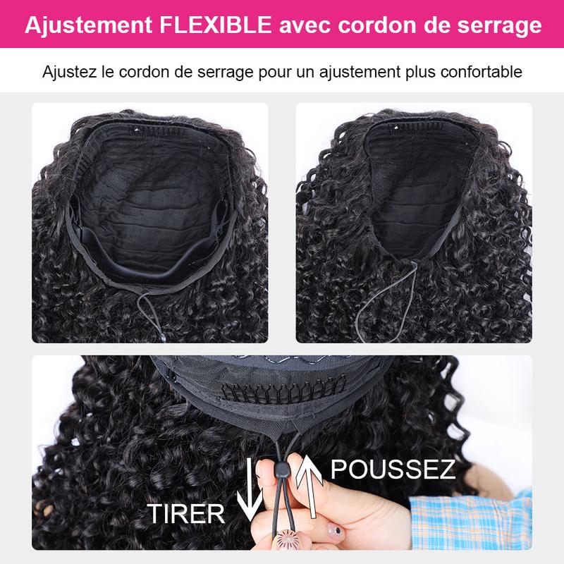 【densité de 250%】ISEE Hair Perruques mi-longues en cheveux humains afro crépus bouclés 3 en 1 avec cordon de serrage sans coutures à clipser perruques en cheveux humains#backtoschool — vignette 8