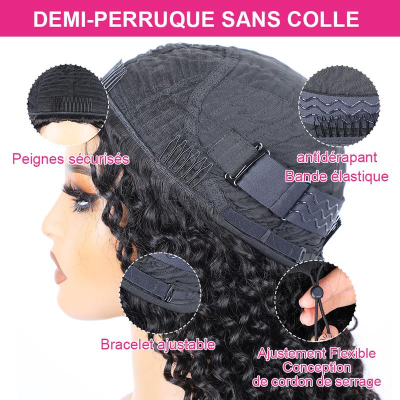 【densité de 250%】ISEE Hair Perruques mi-longues en cheveux humains afro crépus bouclés 3 en 1 avec cordon de serrage sans coutures à clipser perruques en cheveux humains#backtoschool — vignette 9