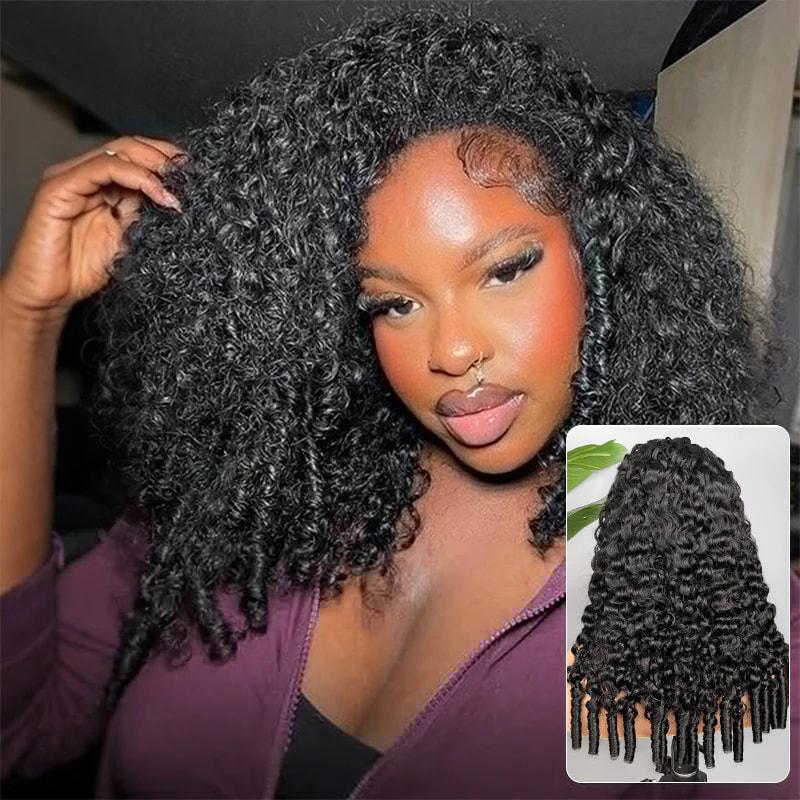 [densité de 250%]ISEE Nouvelle perruque en cheveux humains bouclés birmans bruts Wear Go Wig InvisiFit Strap sans colle pour débutants Demi-perruque bouclée#backtoschool — vignette 4