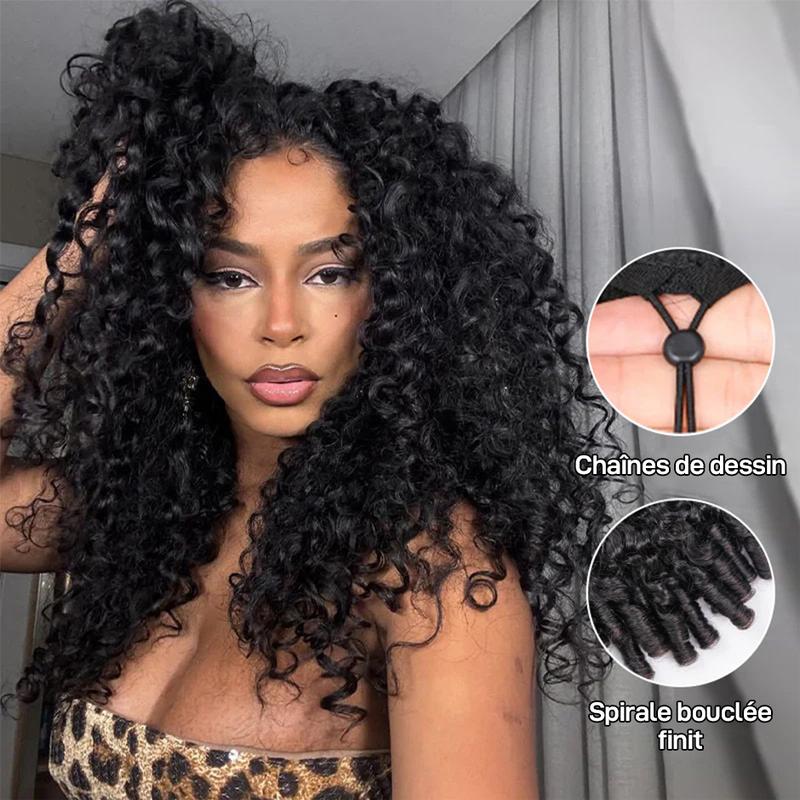 [densité de 250%]ISEE Nouvelle perruque en cheveux humains bouclés birmans bruts Wear Go Wig InvisiFit Strap sans colle pour débutants Demi-perruque bouclée#backtoschool — vignette 6