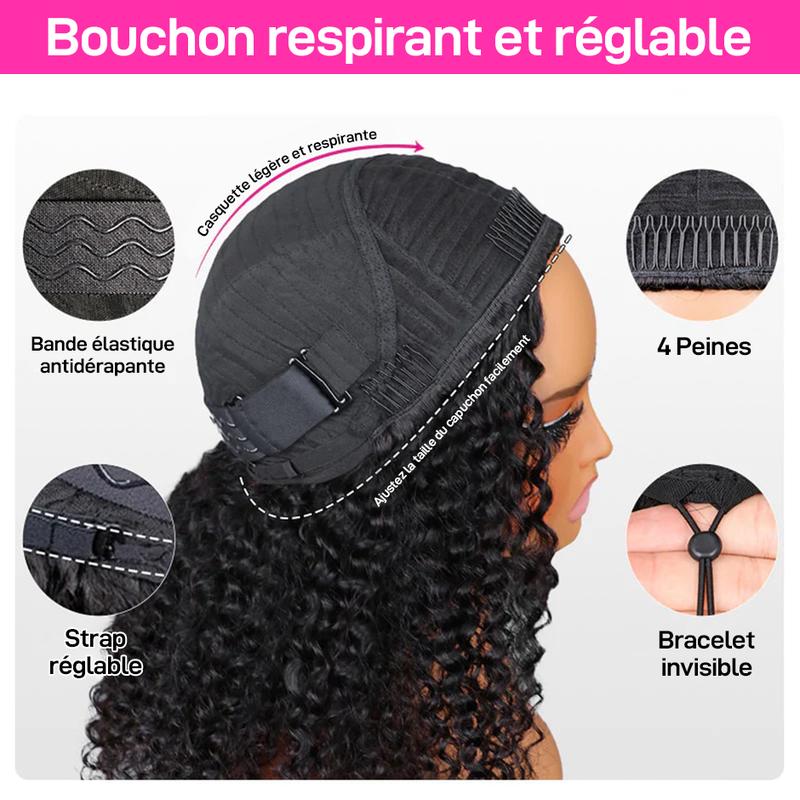[densité de 250%]ISEE Nouvelle perruque en cheveux humains bouclés birmans bruts Wear Go Wig InvisiFit Strap sans colle pour débutants Demi-perruque bouclée#backtoschool — vignette 9