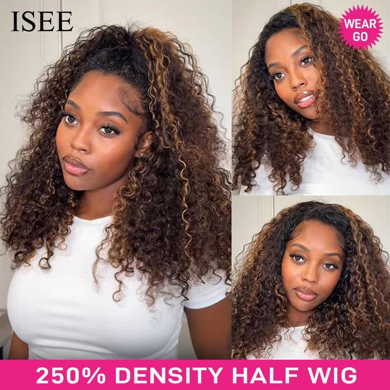 【densité de 250 %】ISEE WEAR GO DEMI-PERRUQUE Mèches ondulées Demi-perruque InvisiFit Strap Flip Over Wig Perruque en cheveux humains avec cordon de serrage et mèches sans coutures#backtoschool — vignette 2