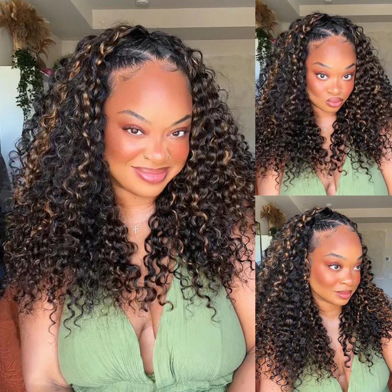 【densité de 250 %】ISEE WEAR GO DEMI-PERRUQUE Mèches ondulées Demi-perruque InvisiFit Strap Flip Over Wig Perruque en cheveux humains avec cordon de serrage et mèches sans coutures#backtoschool — vignette 5