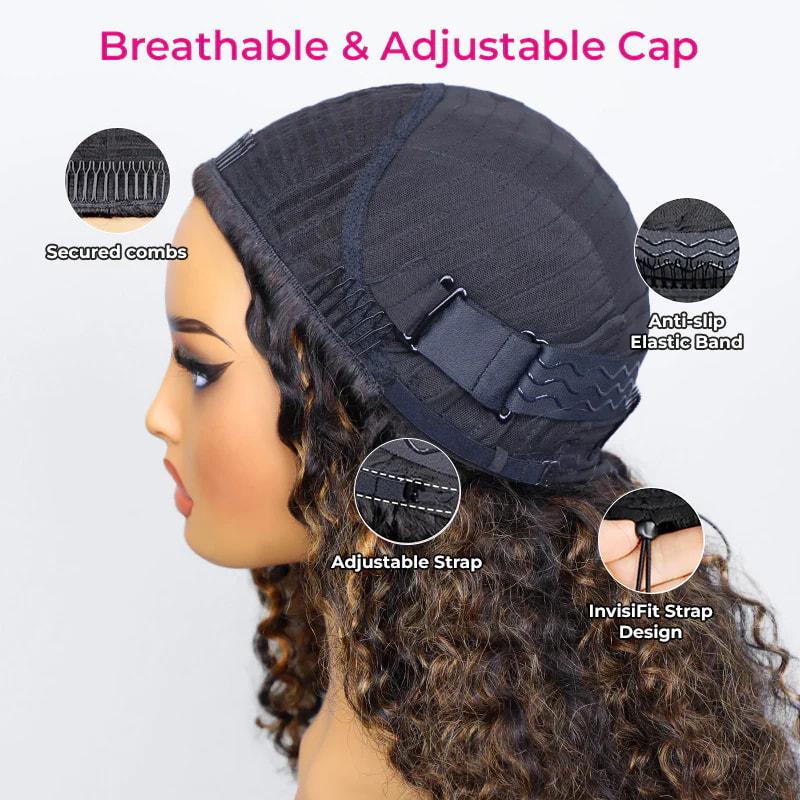 【densité de 250 %】ISEE WEAR GO DEMI-PERRUQUE Mèches ondulées Demi-perruque InvisiFit Strap Flip Over Wig Perruque en cheveux humains avec cordon de serrage et mèches sans coutures#backtoschool — vignette 9