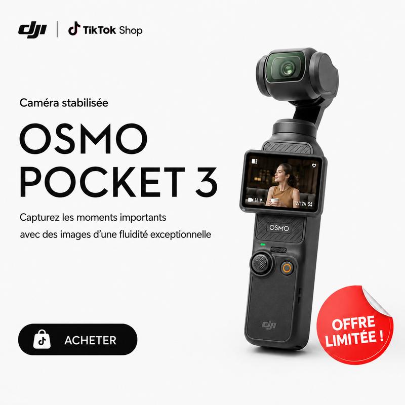 DJI Osmo Pocket 3, digital camera vlog CMOS 1'' et Vidéo 4K/120 ips, Stabilisation à 3 axes, MAP rapide,Suivi Facial/Objets,Écran tactile rotatif 2",petite Cam. Vidéo pour Photographie,YouTube