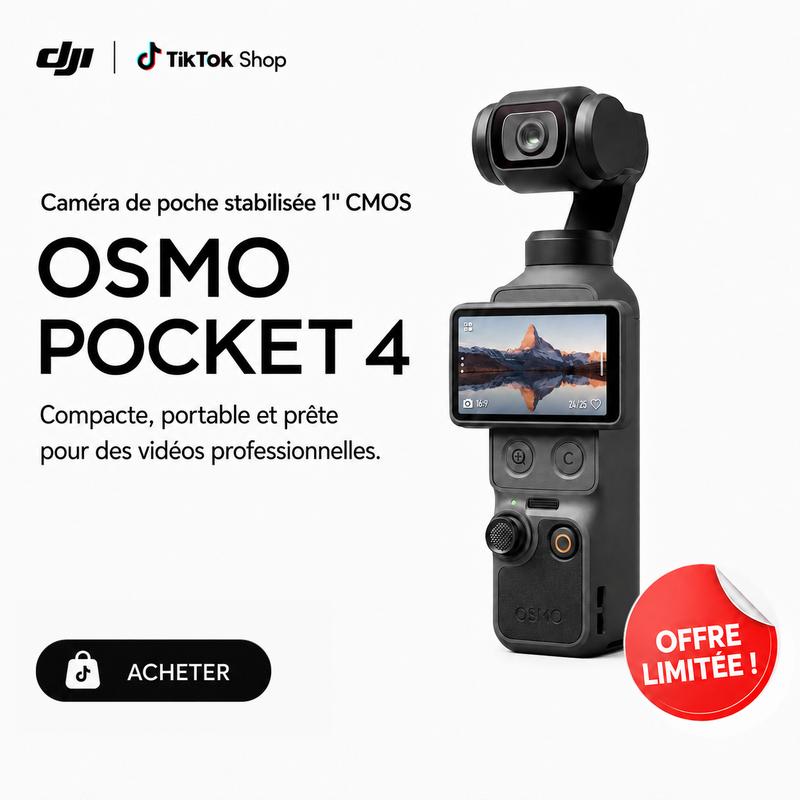 DJI Osmo Pocket 4/Bundle Créateur Pocket 4, caméra vlog de Poche avec nacelle, capteur CMOS 1 Pouce et 4K/240 IPS, stabilisation sur 3 Axes, Stockage intégré de 107 Go, émetteur Mic 3