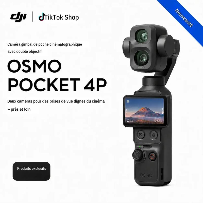 DJI Osmo Pocket 4P combo standard, caméra de vlog 4K avec double objectif | zoom optique 3x, jusqu’à 12x de zoom, 4K/240 ips, plage dynamique à 17 niveaux d’ouverture, 103 Go de stockage intégré, lumière d’appoint