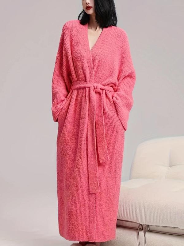Douceur du peluche douillet | Peignoir en polaire double face pour femme | Vêtements d’intérieur épais en peluche longue | Pyjama en flanelle chaud pour l’automne et l’hiver | Doux, confortable et adapté à un usage intérieur et extérieur — vignette 2