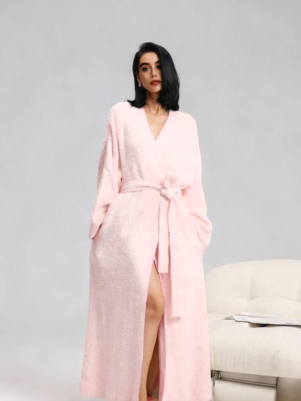 Douceur du peluche douillet | Peignoir en polaire double face pour femme | Vêtements d’intérieur épais en peluche longue | Pyjama en flanelle chaud pour l’automne et l’hiver | Doux, confortable et adapté à un usage intérieur et extérieur — vignette 3