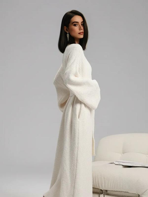Douceur du peluche douillet | Peignoir en polaire double face pour femme | Vêtements d’intérieur épais en peluche longue | Pyjama en flanelle chaud pour l’automne et l’hiver | Doux, confortable et adapté à un usage intérieur et extérieur — vignette 7