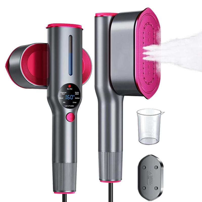 Dr.Flash fer à repasser vapeur 2 en 1, lisseur vapeur portable de voyage, écran LED avec 7 modes, chauffe rapide en 5 s, poignée pivotante à 90° — pour la maison, les voyages et le bureau