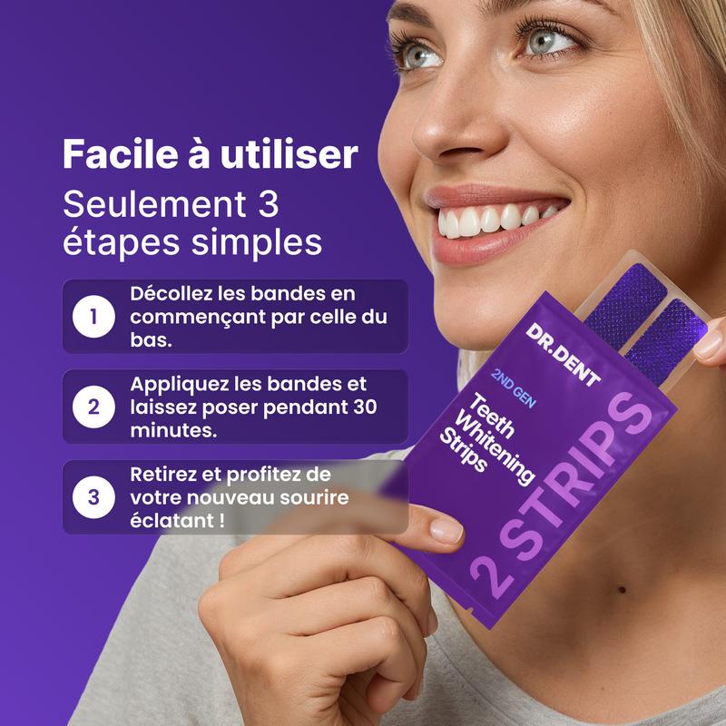 DRDENT Bandes blanchissantes pour les dents violettes – 7/21 applications de blanchiment – Douces pour l’émail – Convient aux dents sensibles – Sans peroxyde — vignette 3