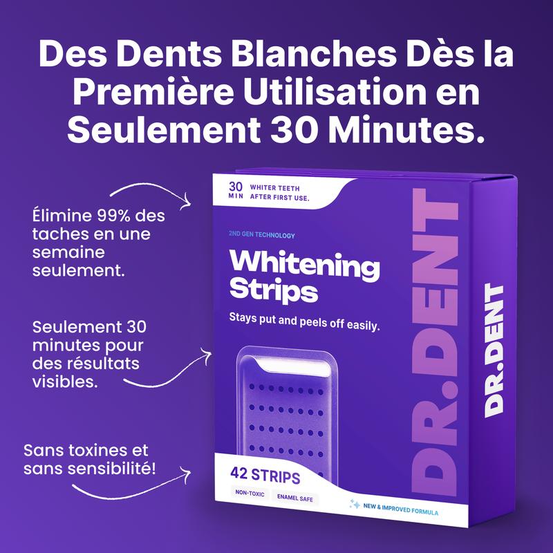 DRDENT Bandes blanchissantes pour les dents violettes – 7/21 applications de blanchiment – Douces pour l’émail – Convient aux dents sensibles – Sans peroxyde — vignette 5