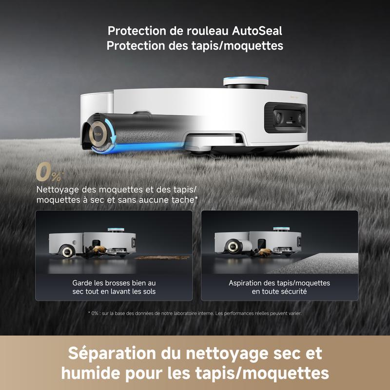 dreame Aqua10 Ultra Roller Complete Robot Aspirateur, Nettoyage Automatique du Rouleau, Aspiration de 30 000 Pa, Évitement d'obstacles de 8 cm, Vidage Automatique, Commande Vocale Intelligente, Blanc — vignette 3