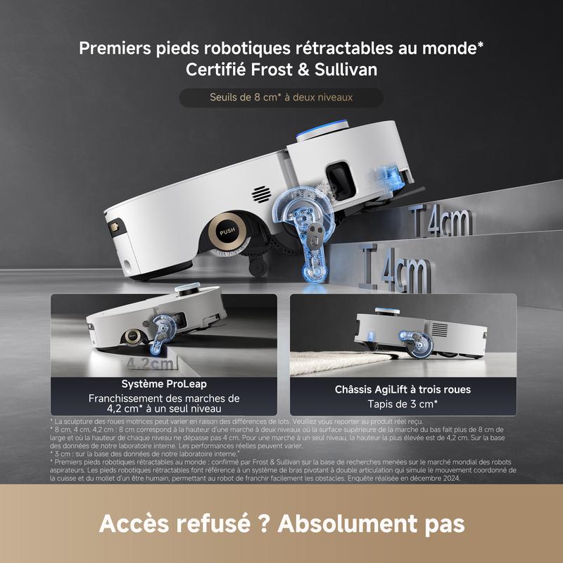 dreame Aqua10 Ultra Roller Complete Robot Aspirateur, Nettoyage Automatique du Rouleau, Aspiration de 30 000 Pa, Évitement d'obstacles de 8 cm, Vidage Automatique, Commande Vocale Intelligente, Blanc — vignette 4