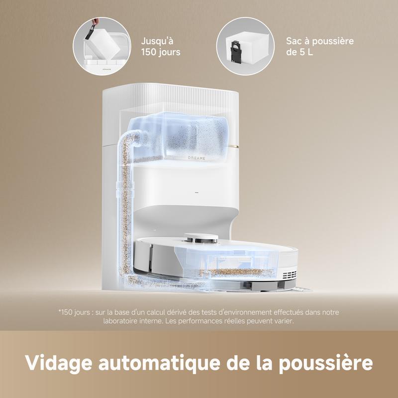dreame D20 Pro Plus Robot Aspirateur 2-en-1, 13 000 Pa, Double Brosse, Auto-Vidage, Laser Navigation, Capteur Distance, Poils d’Animaux, Coins, Sols Durs & Tapis, Batterie 5200 mAh — vignette 2
