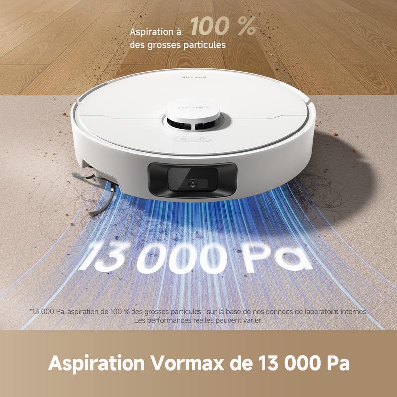 dreame D20 Pro Plus Robot Aspirateur 2-en-1, 13 000 Pa, Double Brosse, Auto-Vidage, Laser Navigation, Capteur Distance, Poils d’Animaux, Coins, Sols Durs & Tapis, Batterie 5200 mAh — vignette 3