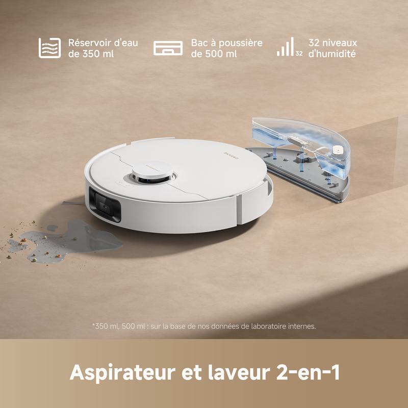 dreame D20 Pro Plus Robot Aspirateur 2-en-1, 13 000 Pa, Double Brosse, Auto-Vidage, Laser Navigation, Capteur Distance, Poils d’Animaux, Coins, Sols Durs & Tapis, Batterie 5200 mAh — vignette 5