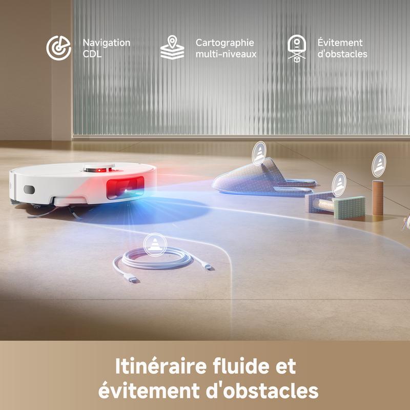 dreame D20 Pro Plus Robot Aspirateur 2-en-1, 13 000 Pa, Double Brosse, Auto-Vidage, Laser Navigation, Capteur Distance, Poils d’Animaux, Coins, Sols Durs & Tapis, Batterie 5200 mAh — vignette 6