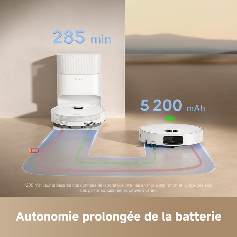 dreame D20 Pro Plus Robot Aspirateur 2-en-1, 13 000 Pa, Double Brosse, Auto-Vidage, Laser Navigation, Capteur Distance, Poils d’Animaux, Coins, Sols Durs & Tapis, Batterie 5200 mAh — vignette 8