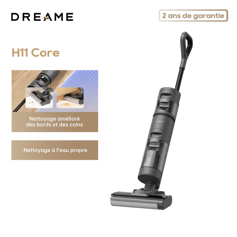 Dreame H11 Core aspirateur sec et humide, brosse de nettoyage des bords, auto-nettoyante, affichage LED, sans fil, pour sols durs, bois
