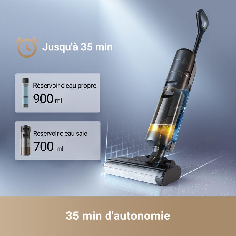 Dreame H12s aspirateur humide et sec , nettoyage Intelligent des sols, aspirateur et essuie glace sans fil pour sols durs, nettoyage des bords avec détection de saleté — vignette 2