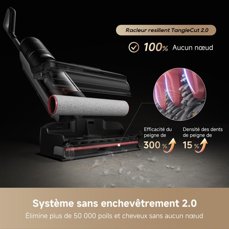 Dreame H15 Mix aspirateur humide et sec 7-en-1, bras robotique IA, nettoyage des bords, puissance d'aspiration 23 kPa, sans nœud, nettoyage des brosses à 100 °C, séchage à 90 °C — vignette 4