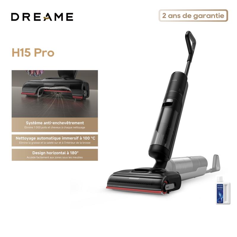 dreame H15 Pro Aspirateur Laveur, Bras robotisé AI DescendReach, Triple arête, 21 kPa, antinœuds, Lavage Brosse immersif 100°C, séchage 5 Min 90°C, portée à Plat 180°, contrôle par Application, TikTokShopBlackFriday