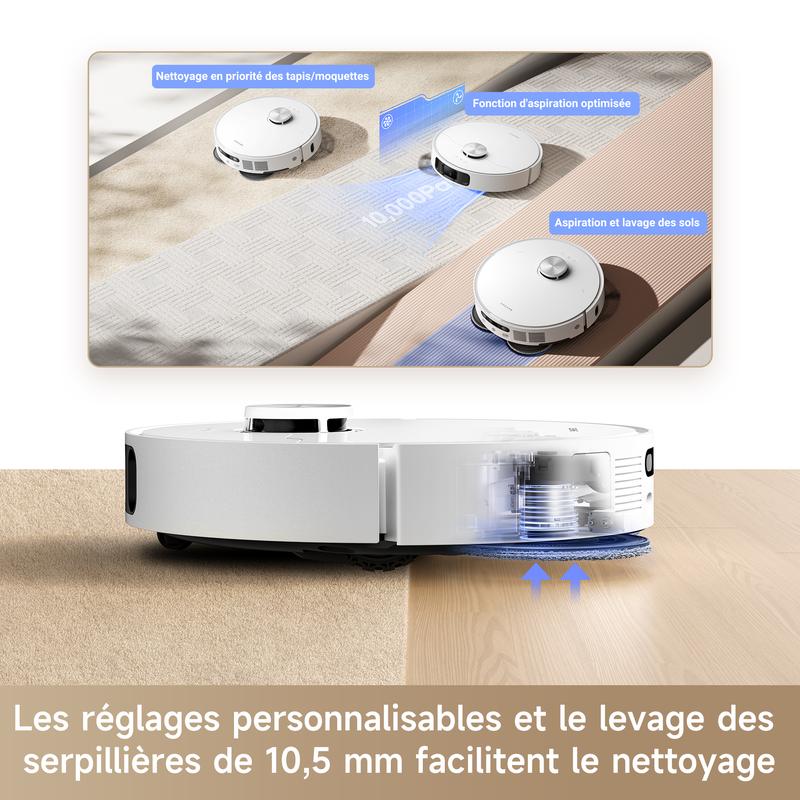 DREAME L10s Ultra Gen 2 Robot Aspirateur Laveur 10 000 Pa, Technologie MopExtend RoboSwing, Base Entièrement Automatique, Mode Animaux, 32 réglages de niveau d'eau, Système de lavage des sols DuoScrub, TikTokShopBlackFriday — vignette 5