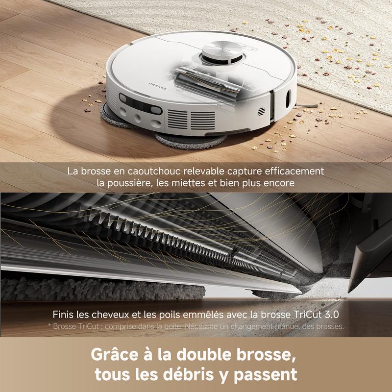 dreame L40 Ultra AE Robot Aspirateur et Serpillière Autonome, 19 000 Pa Aspiration Puissante, Nettoyage Sec-Humide, Dock Tout-en-1 Vidange Automatique, 2 Brosses Incluses, TikTokShopBlackFriday — vignette 3