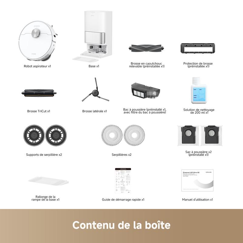 dreame L40 Ultra AE Robot Aspirateur et Serpillière Autonome, 19 000 Pa Aspiration Puissante, Nettoyage Sec-Humide, Dock Tout-en-1 Vidange Automatique, 2 Brosses Incluses, TikTokShopBlackFriday — vignette 9