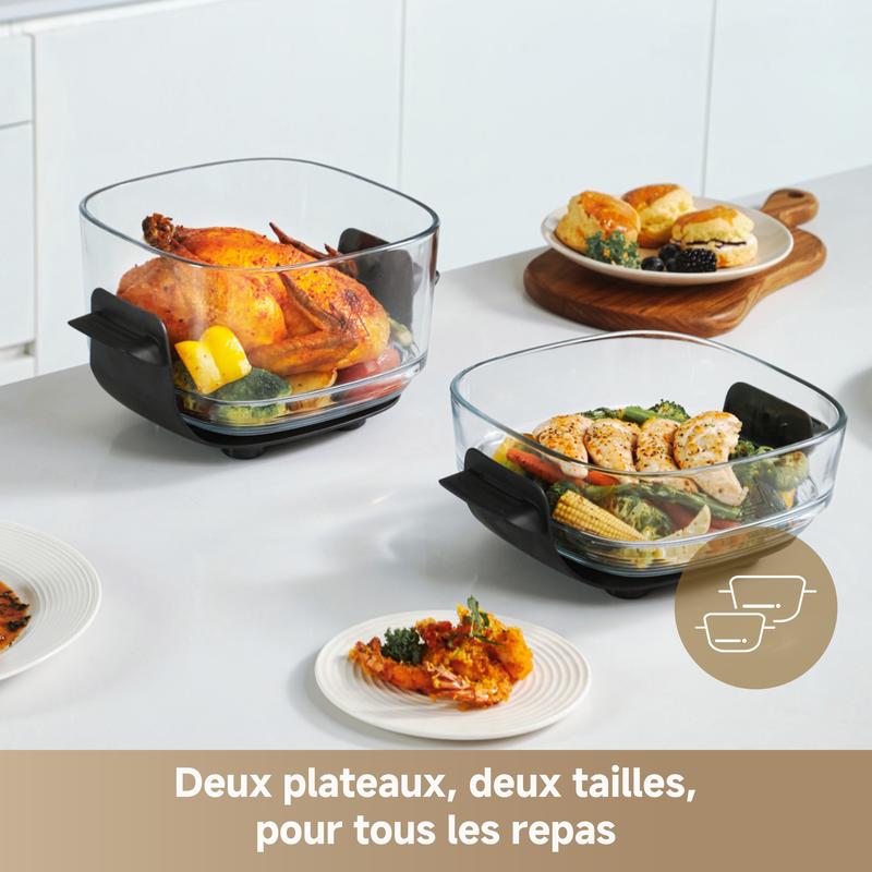 DREAME Tasti Friteuse à Air en Verre Portable, Airfryer 5 en 1, 2 Récipients (2,5 L + 4,5 L), Verre Borosilicate de 6 mm, Air Chaud Circulant en 3D, Compatible Lave Vaisselle, Vue à 360°, Design Amovible — vignette 2