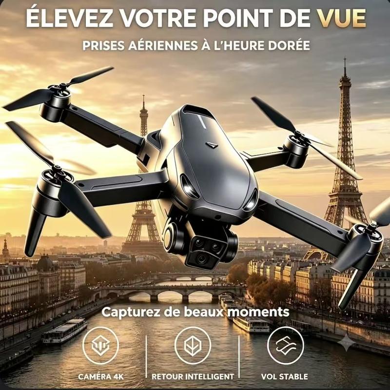Drone M8 Pro 2026 – Caméra 4K EIS, FPV GPS & WiFi 5G, Moteur sans balais, Maintien en vol par flux optique, Évitement intelligent des obstacles, Retour automatique, Rotation acrobatique à 360°, Deux batteries incluses